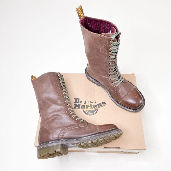 Dr. Martens Brown Combat Boots Womens Size 8 No Box - Picture 1 of 12